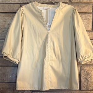 Cream Faux Leather top